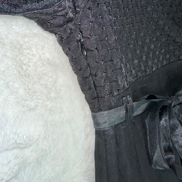 Vintage Black Sheer Overlay S Babydoll Dress V-neck Long Formal Prom Y2K 90s 80s - Picture 4 of 12